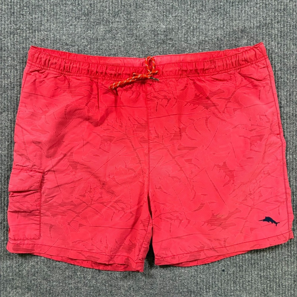 Tommy Bahama Relax Mens Swim Trunks Size XL‎ Red Tropical Mesh Lined Shorts